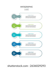 Vorlage für Geschäftsinformationen. 5 Schritt Zeitplanreise. Prozessdiagramm, Infograph Elemente, Vektorgrafik.