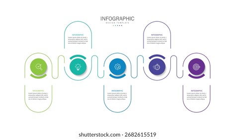 Business infographic template. 5 Step timeline journey. Process diagram, Infographic elements vector illustration.