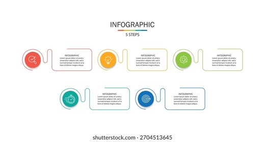 Plantilla de infografía de negocios. Viaje de la línea de tiempo de 5 pasos. Diagrama de proceso, Ilustración vectorial de elementos de infografía.