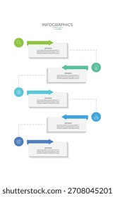 Modelo de infográfico comercial. 5 Passo da jornada de linha do tempo. Diagrama de processo, 5 opções, ilustração vetorial de elementos infográficos.
