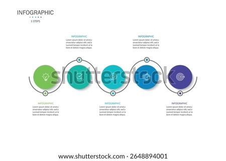 Business infographic template. 5 Step timeline journey. Process diagram, Infographic elements vector illustration.