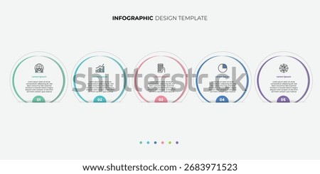 Business infographic template. 5 Step timeline journey. Process diagram, 5 options on white background, Info graph elements