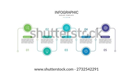 Business infographic template. 5 Step timeline journey. Process diagram, Infographic elements vector illustration.
