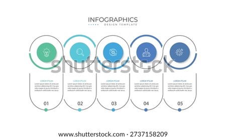 Business infographic template. 5 Step timeline journey. Process diagram, 5 options on white background, Infograph elements vector illustration.