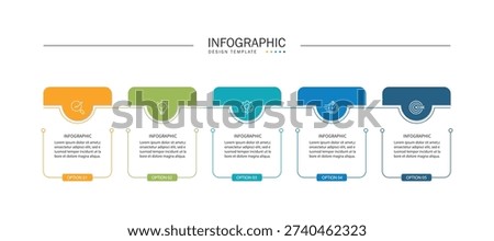 Business infographic template. 5 Step timeline journey. Process diagram, Infographic elements vector illustration.