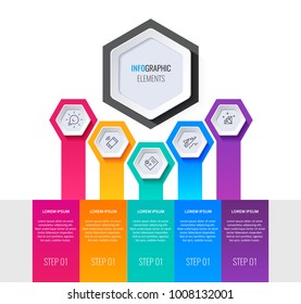 Business infographic template with 5 steps to success. Vector design.