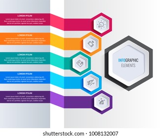 Business infographic template with 5 steps to success. Vector design.