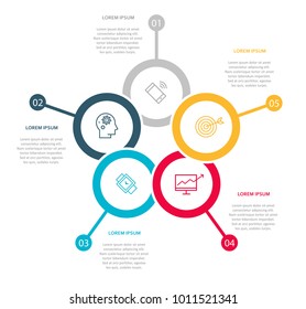 Business infographic template with 5 steps to success. Vector design.