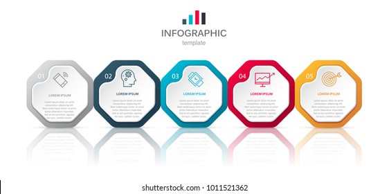 Business infographic template with 5 steps to success. Vector design.