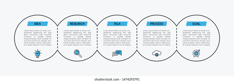 Business infographic template with 5 steps. Vector