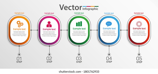  Business infographic template with 5 steps or options for diagram, workflow, timeline, web design