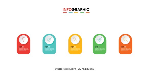 plantilla de infografía de negocios con 5 pasos o opciones.