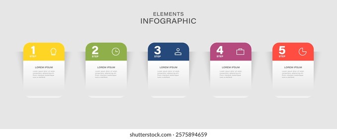 Business infographic template with 5 timeline elements, vector infographic
