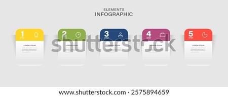 Business infographic template with 5 timeline elements, vector infographic
