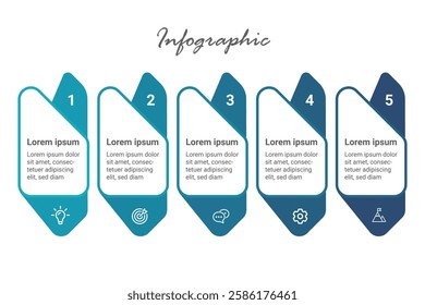 Business Infographic Template with 5-Step Strategy for Growth and Success. Editable Vector for Presentations and Reports.