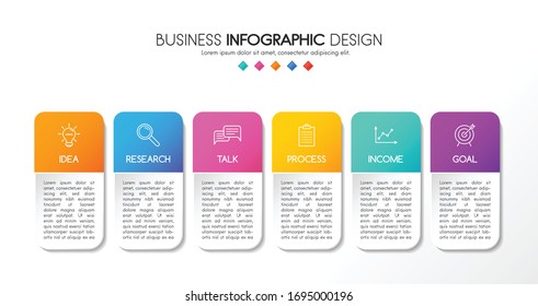 Business infographic template with 6 elements. 3d diagram. Vector