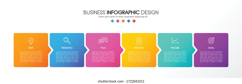 Business infographic template with 6 elements. 3d diagram. Vector