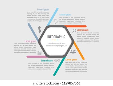 Business infographic template with 6 options polygonal shape, Abstract elements diagram or processes and business flat icon,Creative concept for infographic.
