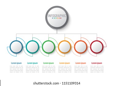 Business infographic template with 6 options circular shape, Abstract elements diagram or processes and business flat icon, Vector business template for presentation.Creative concept for infographic.

