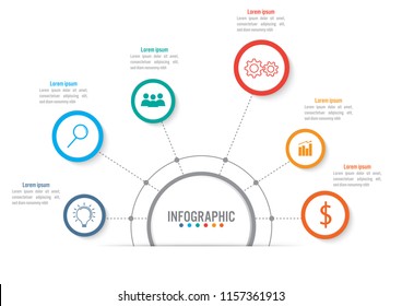 Business infographic template with 6 options circular shape, Abstract elements diagram or processes and business flat icon, Vector business template for presentation.Creative concept for infographic.
