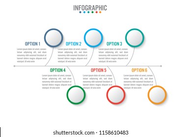Business infographic template with 6 options circular shape, Abstract elements diagram or processes and business flat icon, Vector business template for presentation.Creative concept for infographic.
