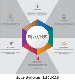 Business infographic template with 6 options hexagonal shape,Creative concept for infographic.
