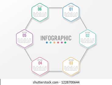 Business infographic template with 6 options hexagonal shape,Creative concept for infographic.

