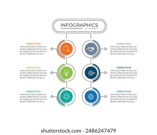 Business-Infografik-Vorlage mit 6 Optionen oder Schritten.