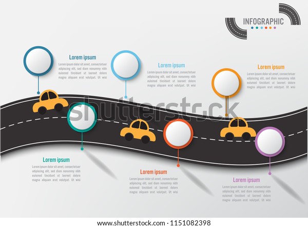 Business infographic template with 6\
options road shape, Abstract elements diagram or processes and\
business flat icon, Vector business template for\
presentation.Creative concept for\
infographic.\
