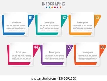 Business infographic template with 6 rectangular shape options