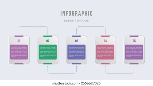 Business infographic template. 6 Step timeline journey. Process diagram, 5 options on white background. Vector Infographic label design template 5 options or steps. workflow layouts, banners, chart