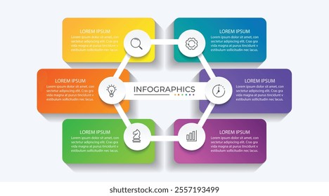 Business infographic template. 6 Step timeline journey. vector illustration