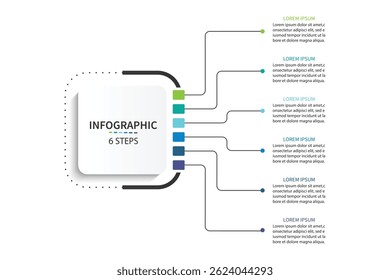 Business infographic template. 6 Step timeline journey. Process diagram, Infographic elements vector illustration.