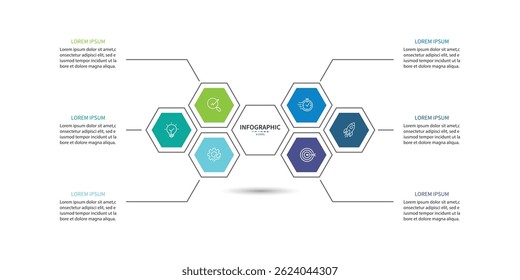 Business infographic template. 6 Step timeline journey. Process diagram, Infographic elements vector illustration	