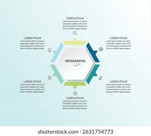 Business infographic template. 6 Step timeline journey. Process diagram, Infographic elements vector illustration