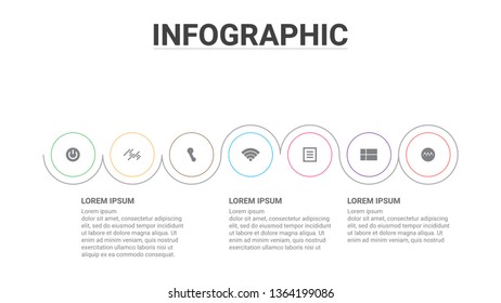 Business infographic template with 7 option or process can be used for web,banner,education and presentation.Vector illustration.Vector.
