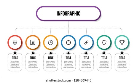 Business infographic template with 7 options, hierarchy, parts, proccess. Business presentation template for workflow, organization chart, diagram, outline, etc. Vector template EPS 10.