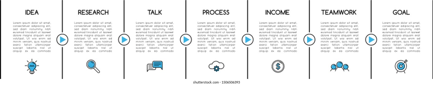 Business infographic template with 7 options. Simple diagram. Vector