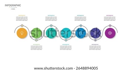 Business infographic template. 7 Step timeline journey. Process diagram, Infographic elements vector illustration