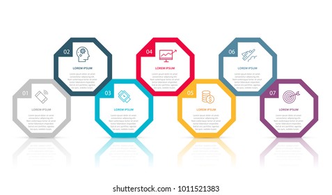 Business infographic template with 7 steps to success. Vector design.