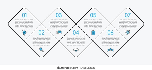 Business Infographic Template With 7 Steps. Vector