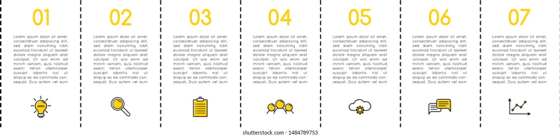 Business infographic template with 7 steps. Vector
