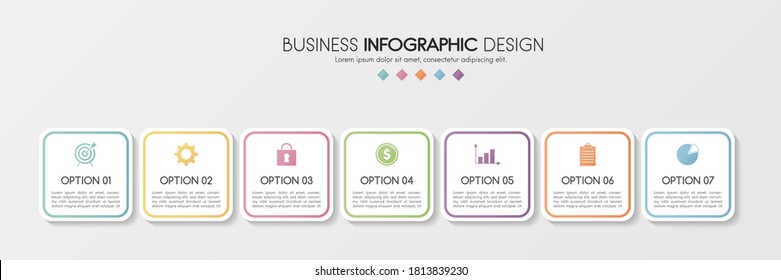 Business infographic template with 7 steps. Vector