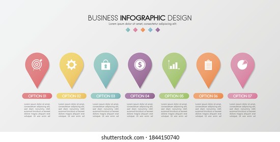 Business infographic template with 7 steps. Vector