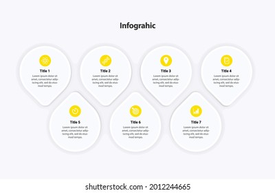 Business Infographic Template with 7 Steps or Options or Services. Minimalist Infographic Template With Icons