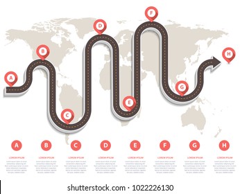 Business infographic template with 8  options, parts, steps or processes. Circular corporate timeline infograph elements. Modern vector info graphic design.