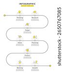 Business infographic template. 8 Step timeline journey. Process diagram, 8 options on white background, Infograph elements, technology, education, modern vector illustration.