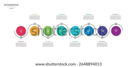 Business infographic template. 8 Step timeline journey. Process diagram, Infographic elements vector illustration.