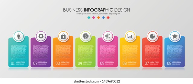 Business infographic template with 8 steps. Vector