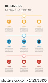 Business infographic template with 9 steps. Business Success concept. Infographic template with icons and text vector.